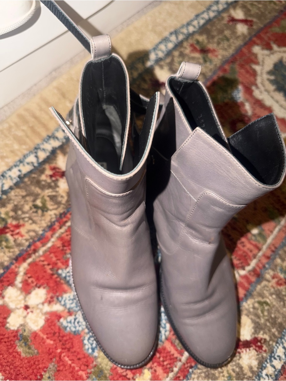 Balenciaga Lavender Leather Ankle Boots